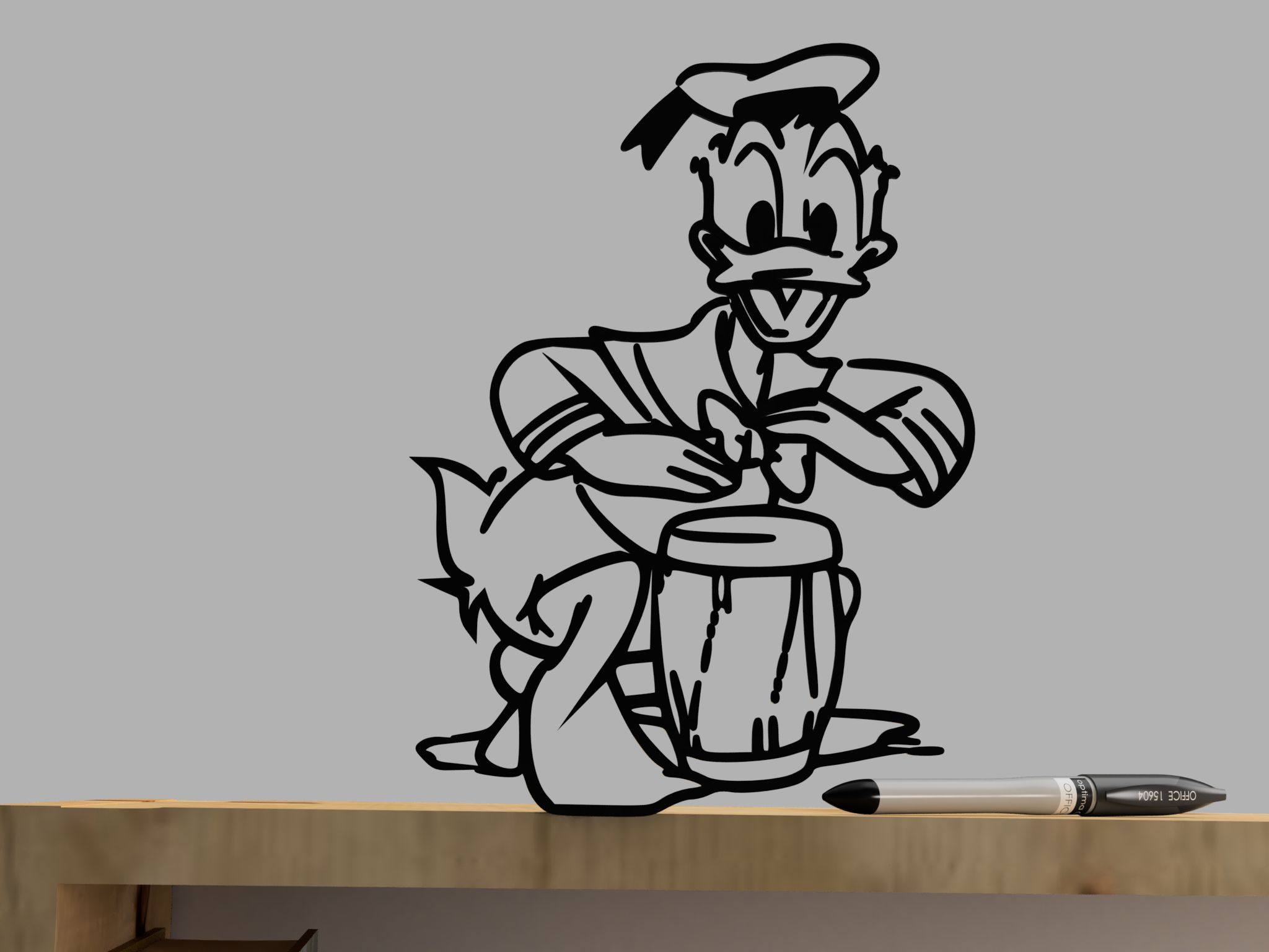 Donald Duck playing a bongo