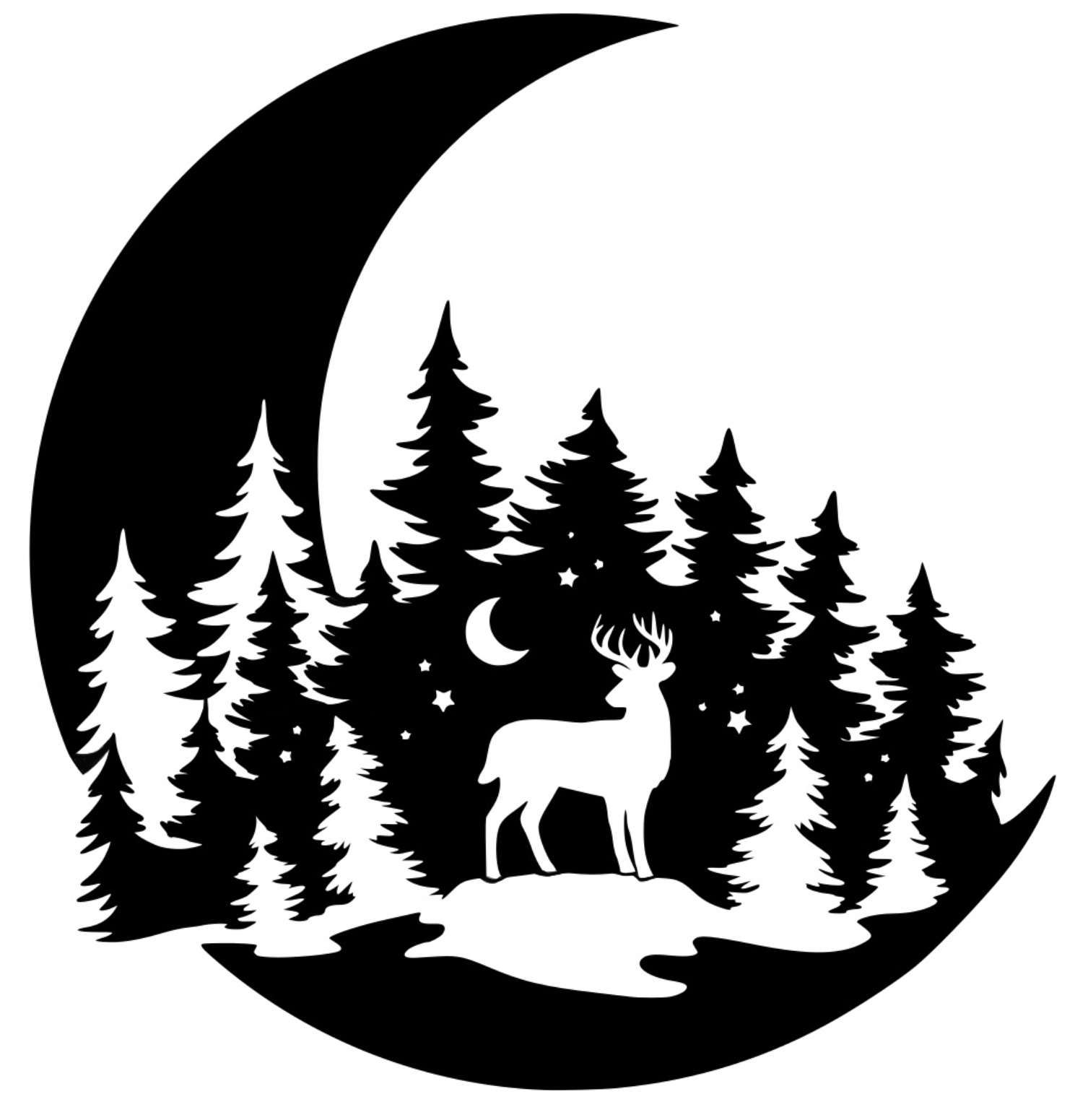 Paysage forêt neige avec renne