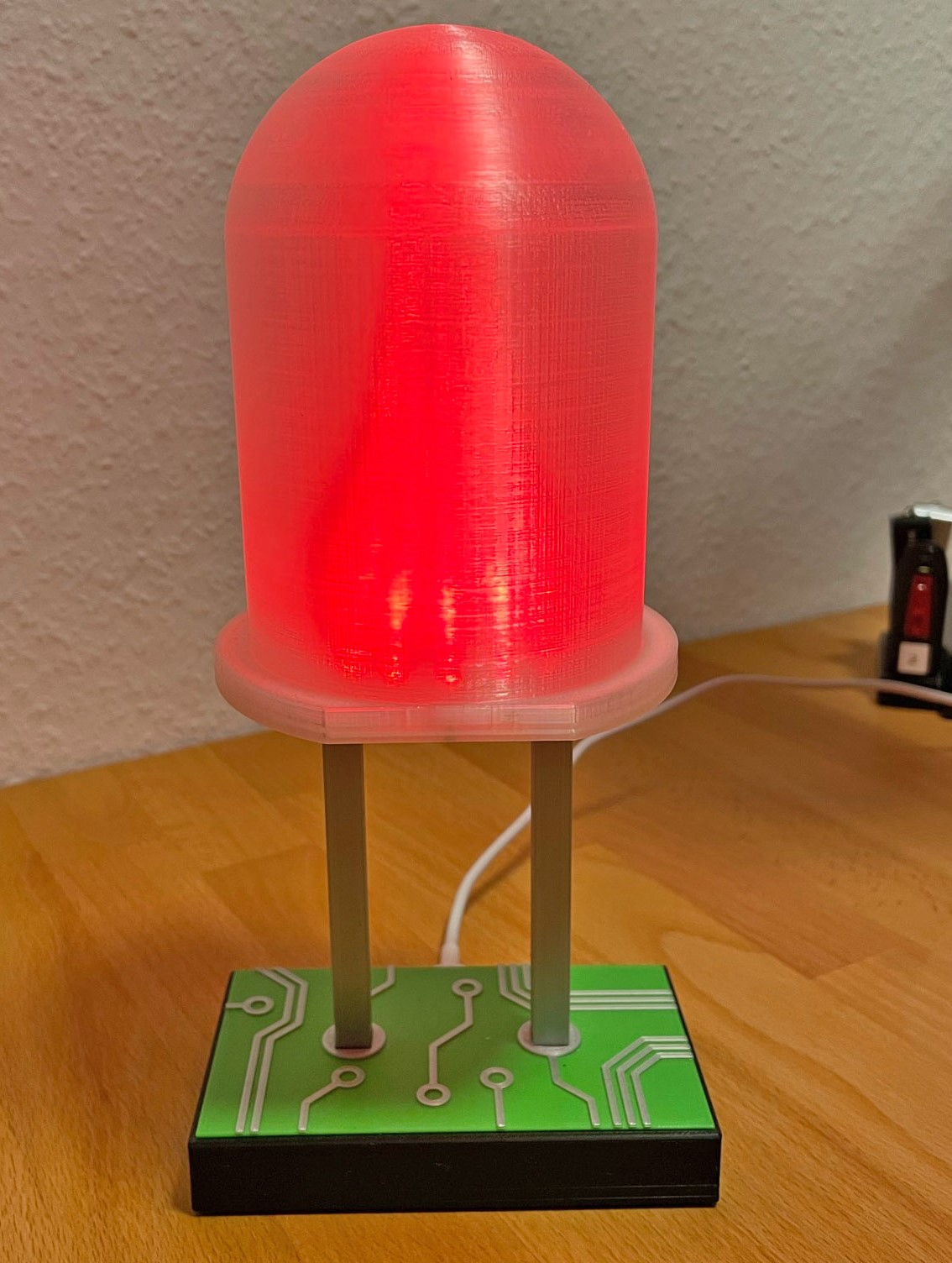 Huge model of an LED as THT-Type about 23cm tall