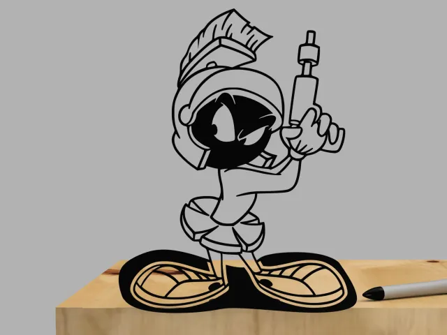Marvin the Martian holding a Blaster