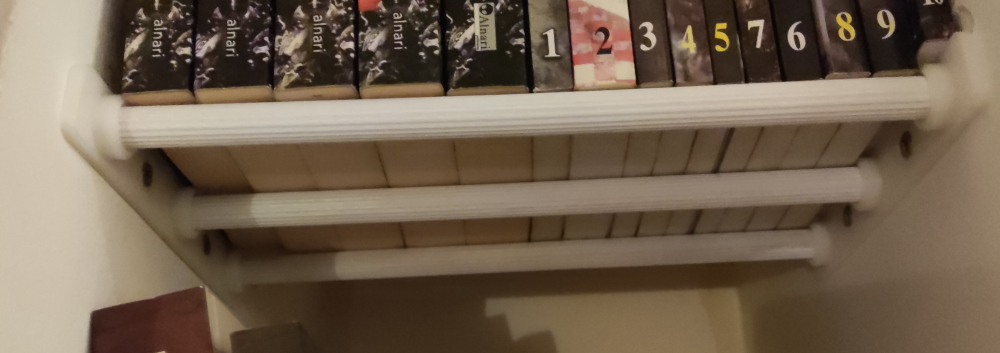 Wooden dowels shelf