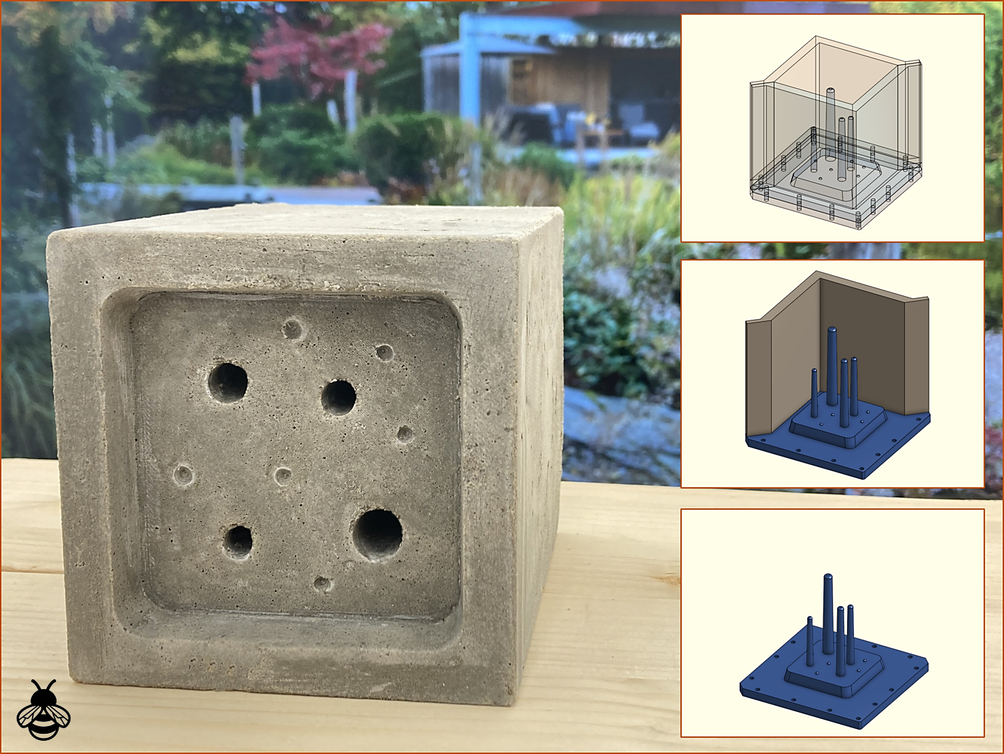 Concrete bee hotel mold