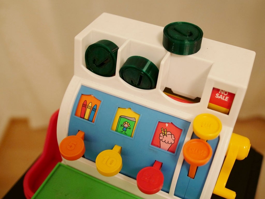 Customizable fisher price cash register coin