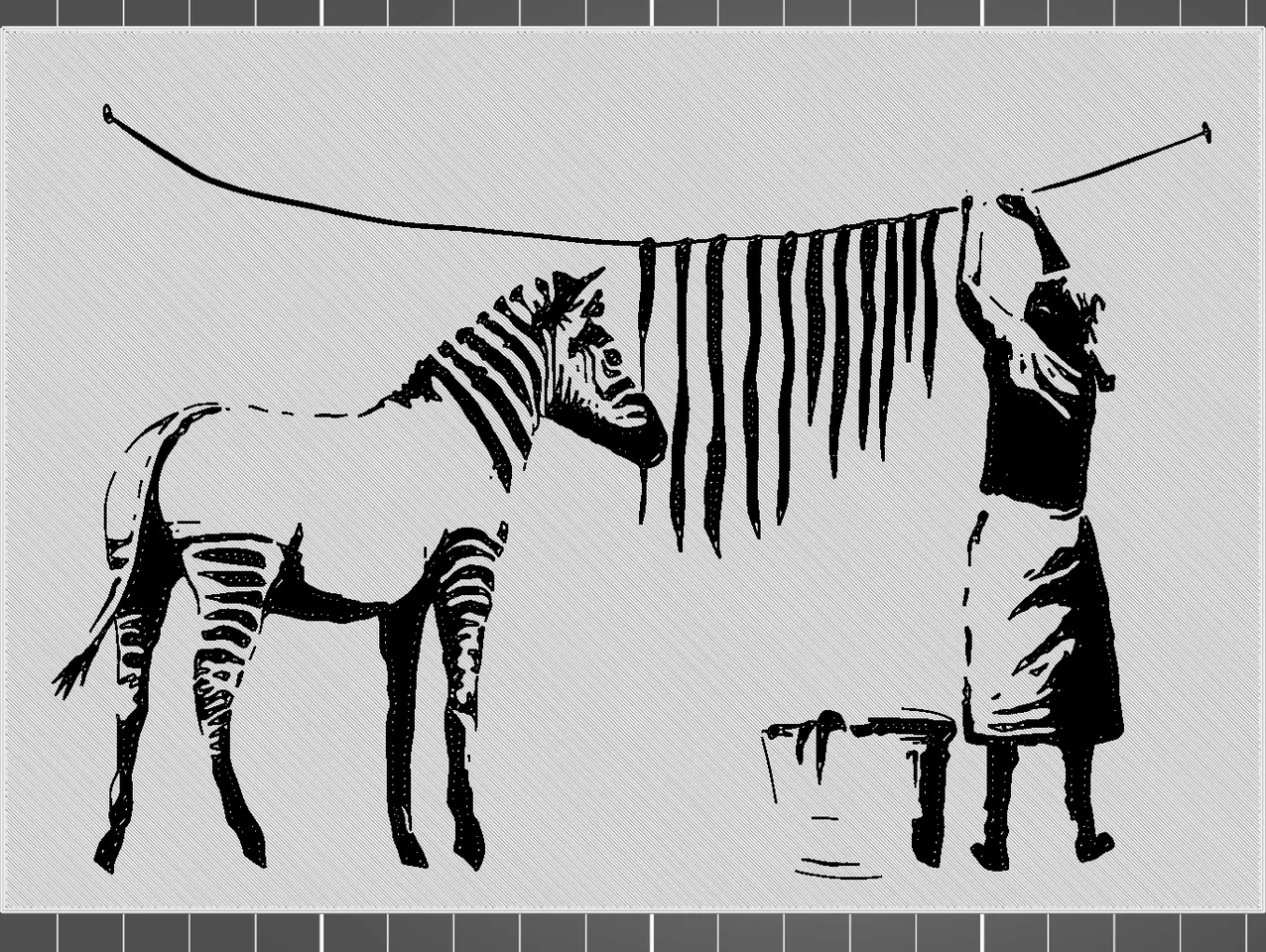 Banksy＇s A Woman Washing Zebra Stripes - 2 Color w/filament