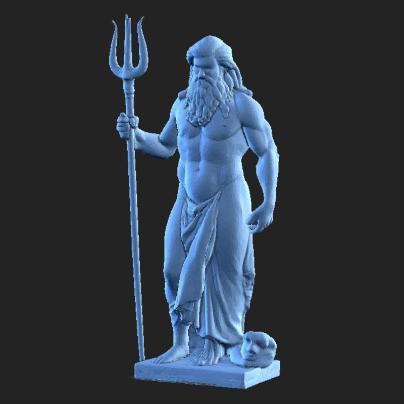 Poseidon Statue Greek God Diorama Detailed