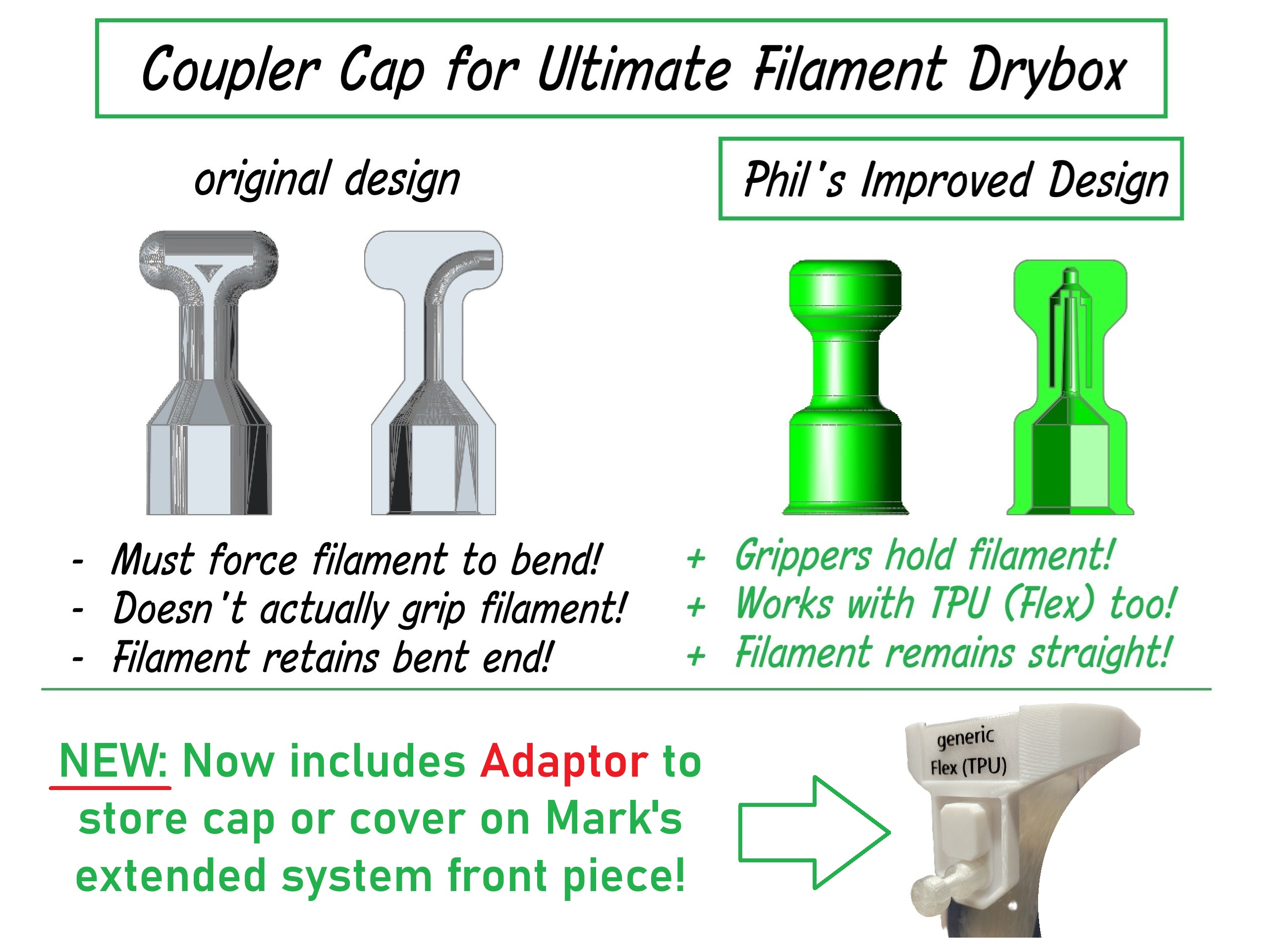 Coupler Cap + Adaptor for Ultimate Filament Drybox