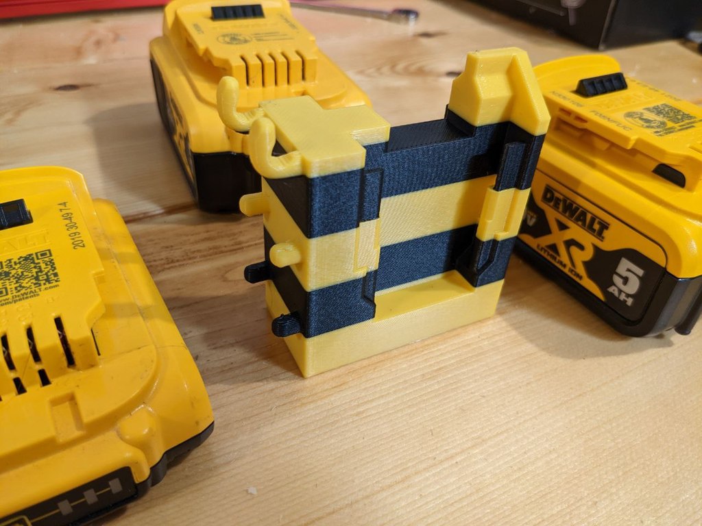 DeWalt pegboard dual battery holder by jagerman Download free STL