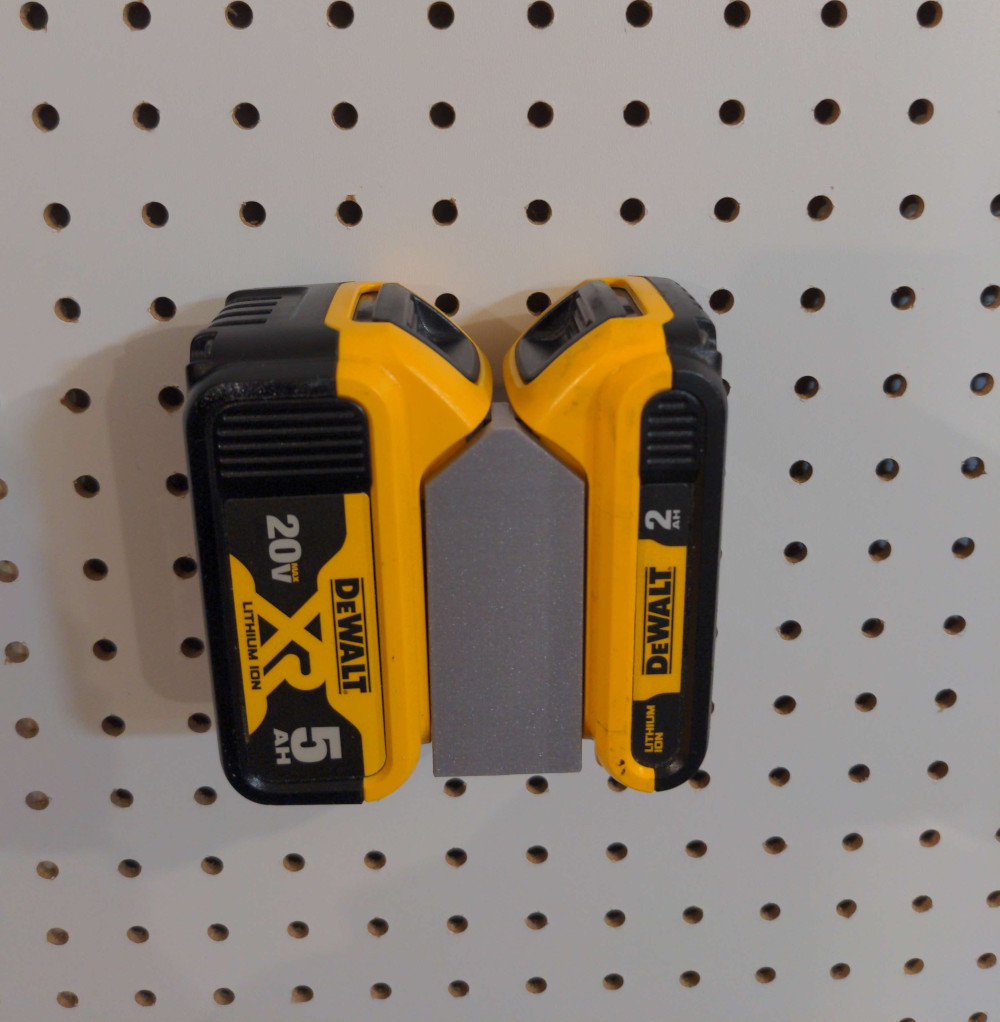DeWalt pegboard dual battery holder by jagerman Download free STL