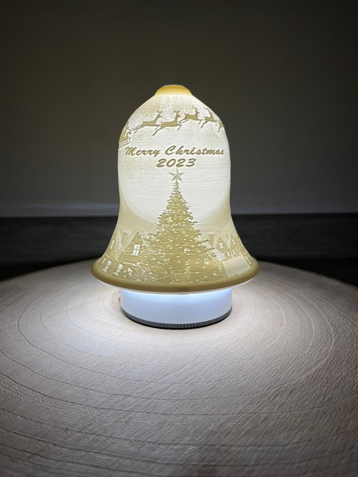 Litophane Christmas Bell Decoration For LED Candle YEAR 2023 / WITHOUT YEAR- ENG+CZE