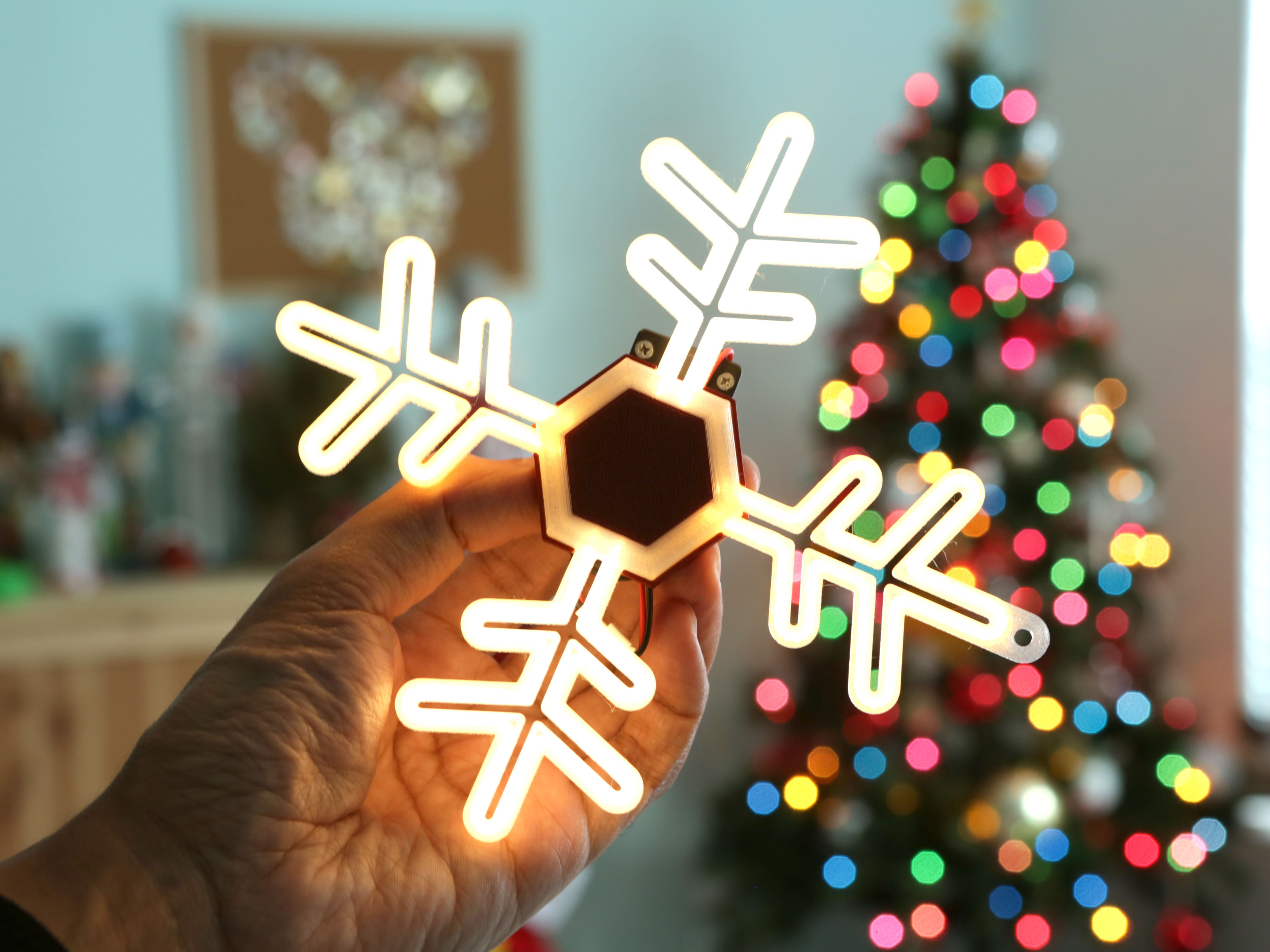 Glowing Snowflake with LED Noodles by Adafruit Download free STL