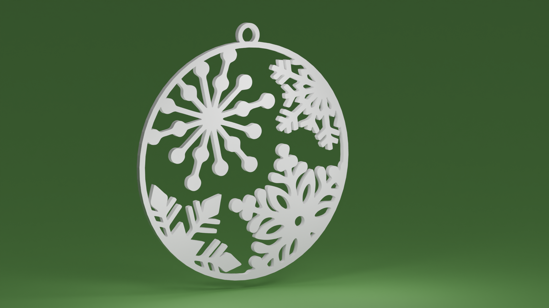 4 Snowflakes inside a bauble (Christmas tree ornament)
