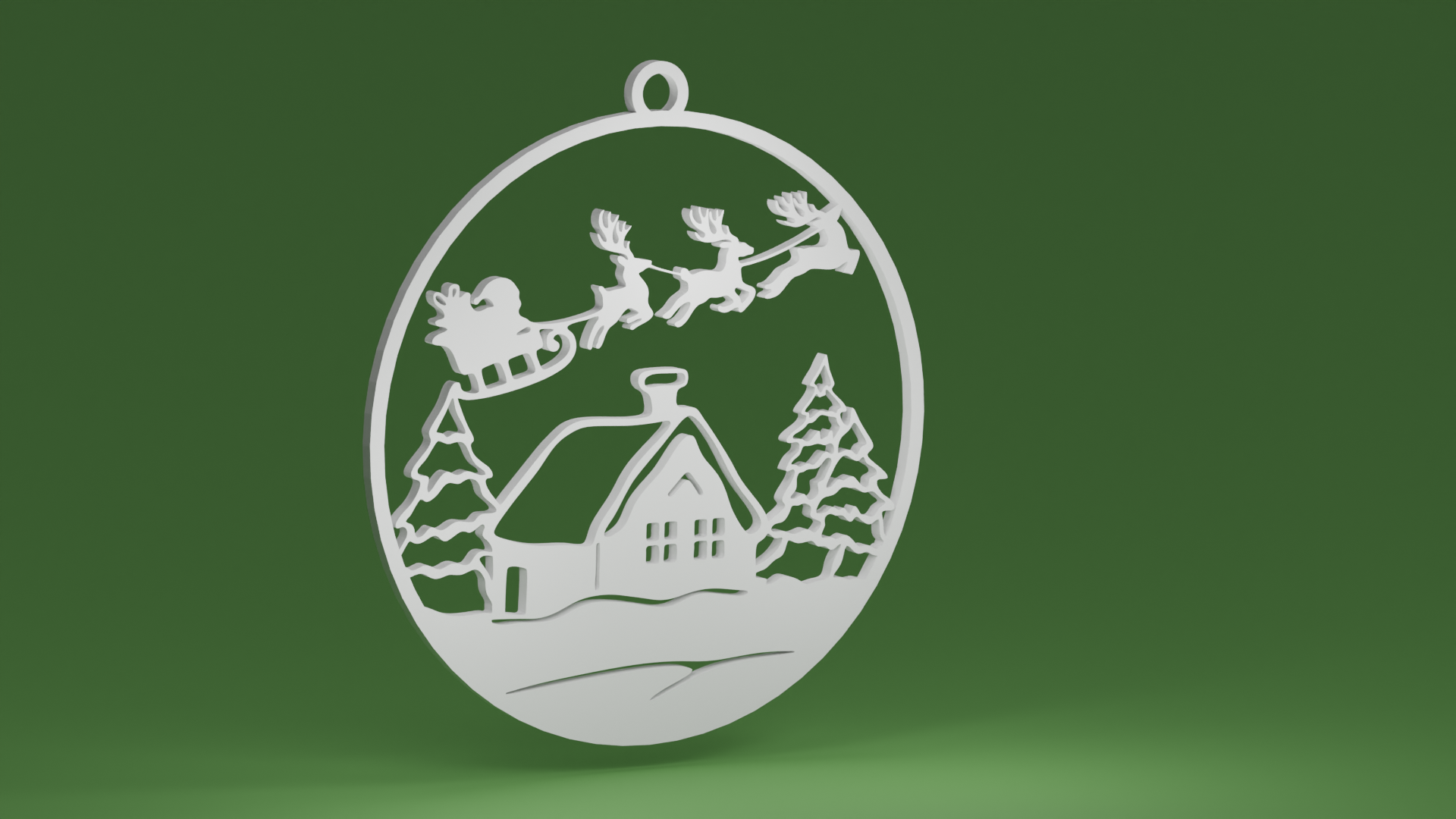 Santa Sleigh in a bauble (Christmas tree ornament) 3D model thumbnail