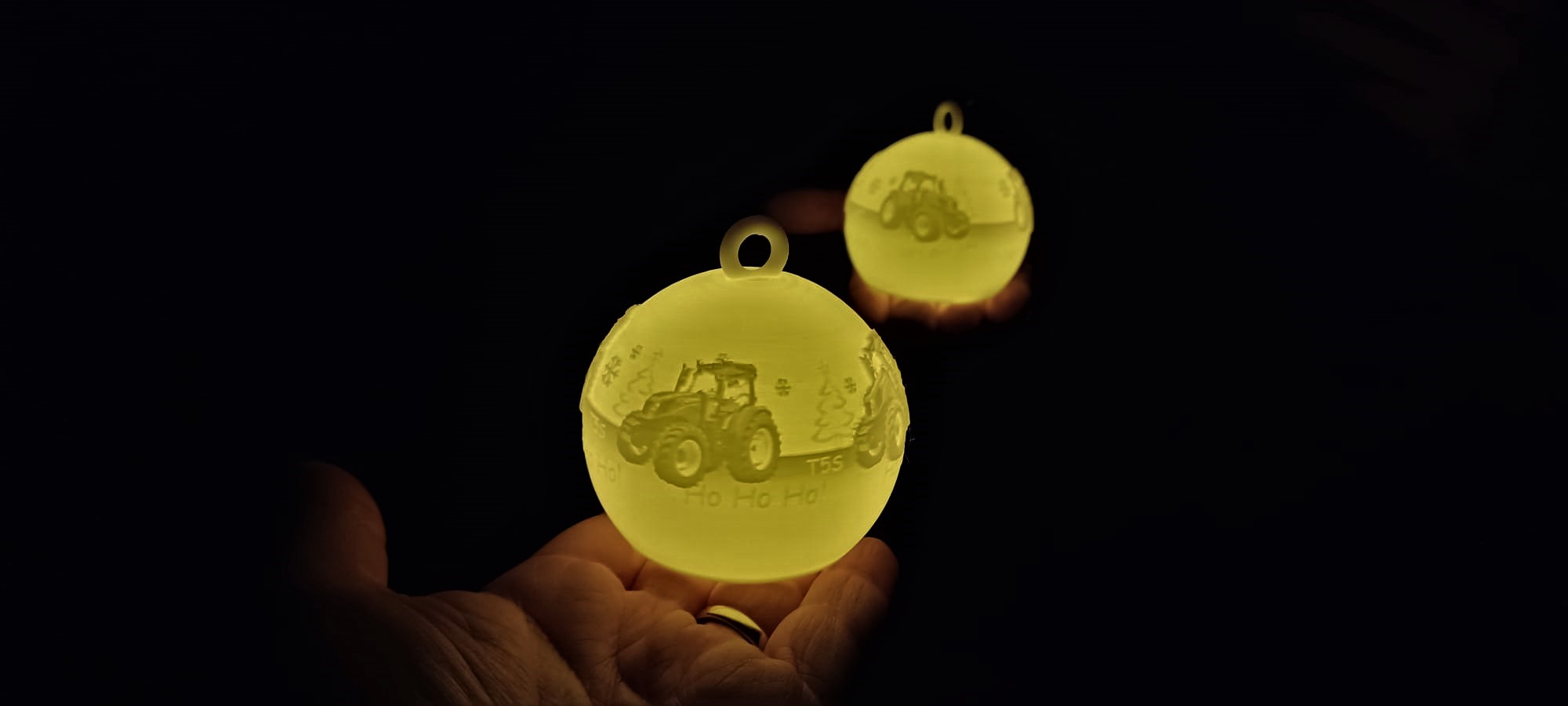 Christmas Tree Bauble - Tractor -Farmer - Illuminated