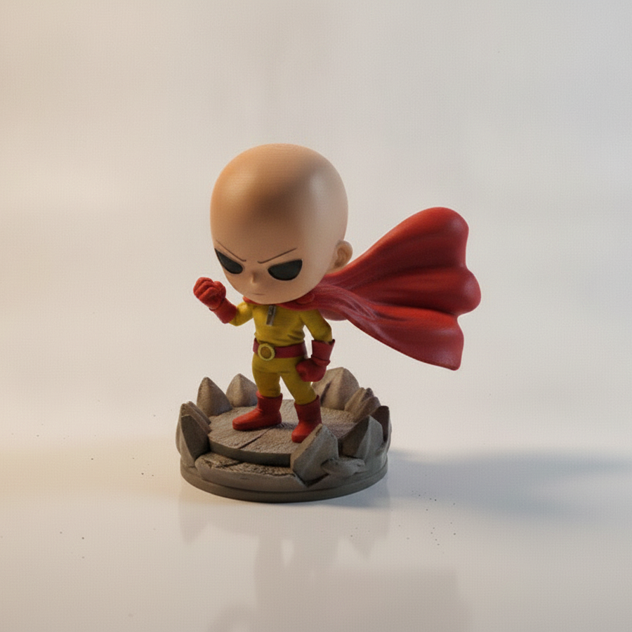 Saitama From One Punch Man Chibi Statue Doing His Ok Punch Figurine 3D Printable