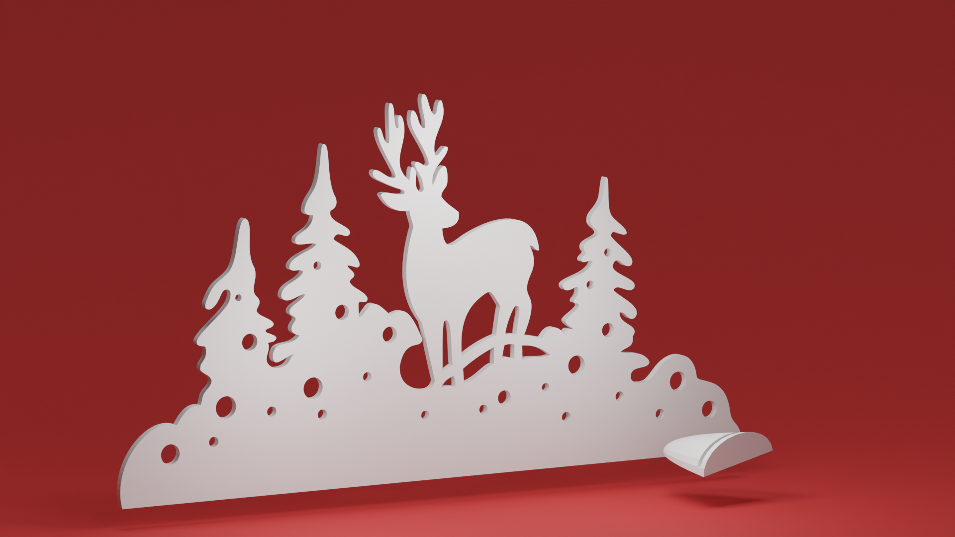 Christmas Deer and Christmas Trees, with an optional custom display stand for freestanding use (Christmas ornament)