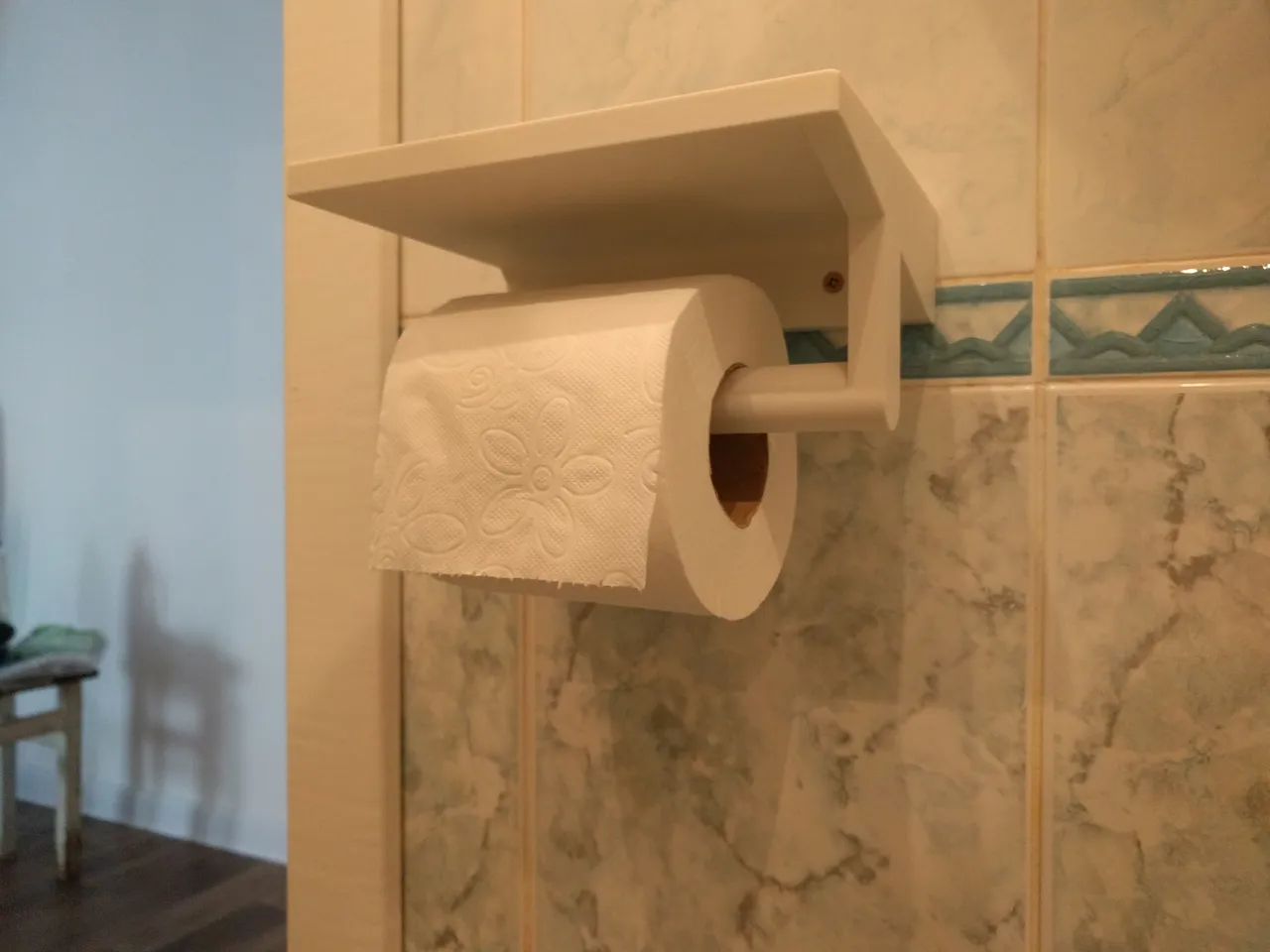 Brown Toilet Paper Holder with Shelf