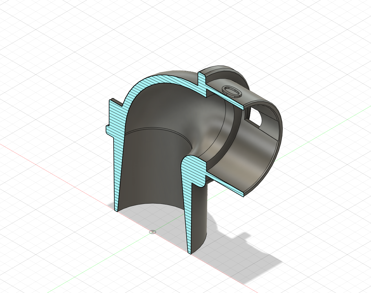 Cyclone dust port adapter, 50mm, 90 degree angle, with 