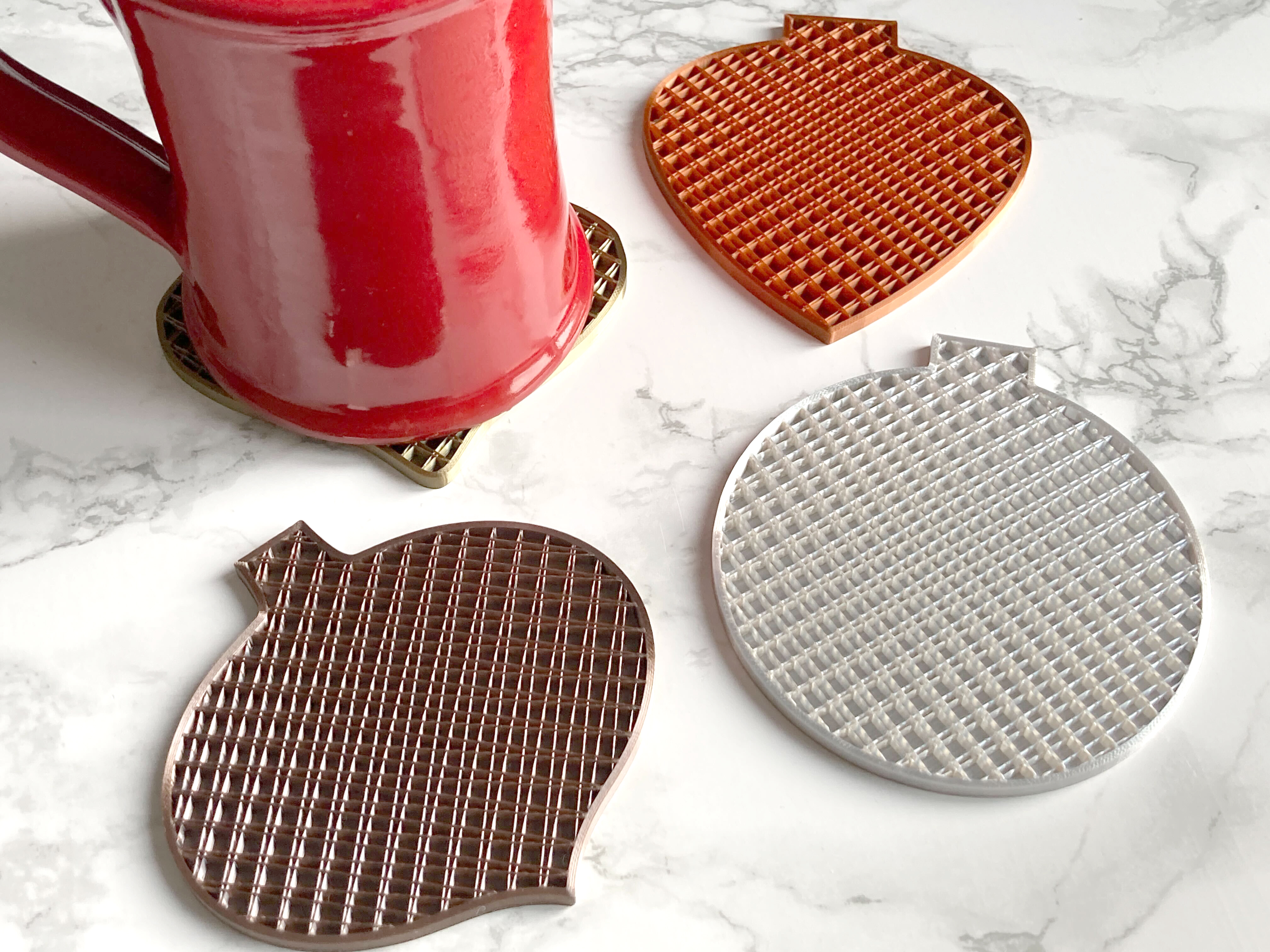 Classic Christmas Ornament Simple Silhouette Coasters