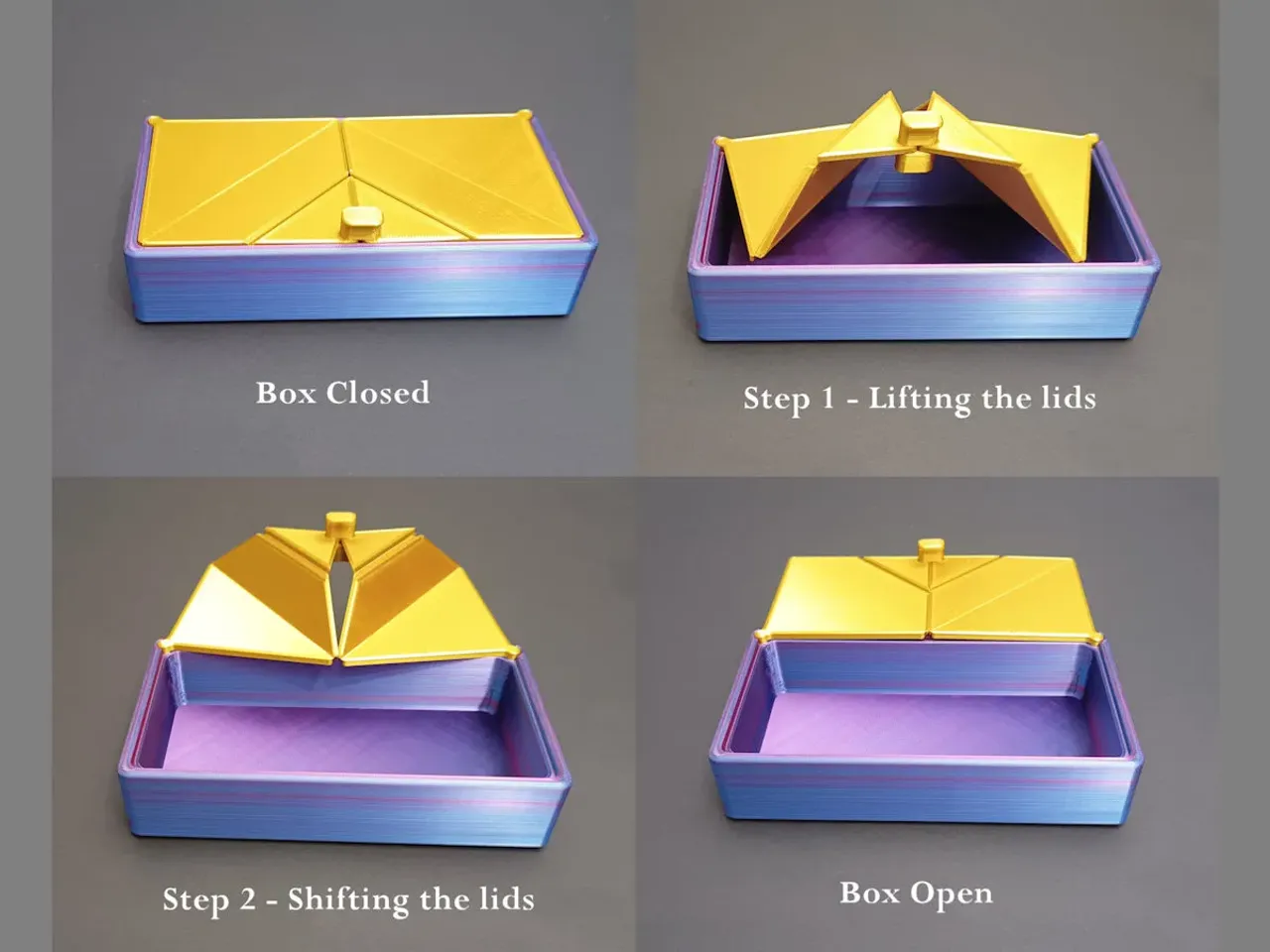 Luxurious Storage Box with Origami Folding Lid(s) - updated by Wim V, Download free STL model