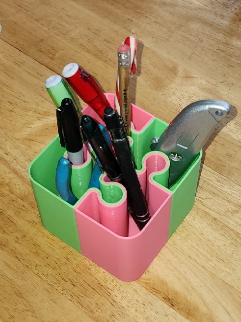 Puzzle Pencil/ Stuff Holder by Oregonerd | Download free STL model ...