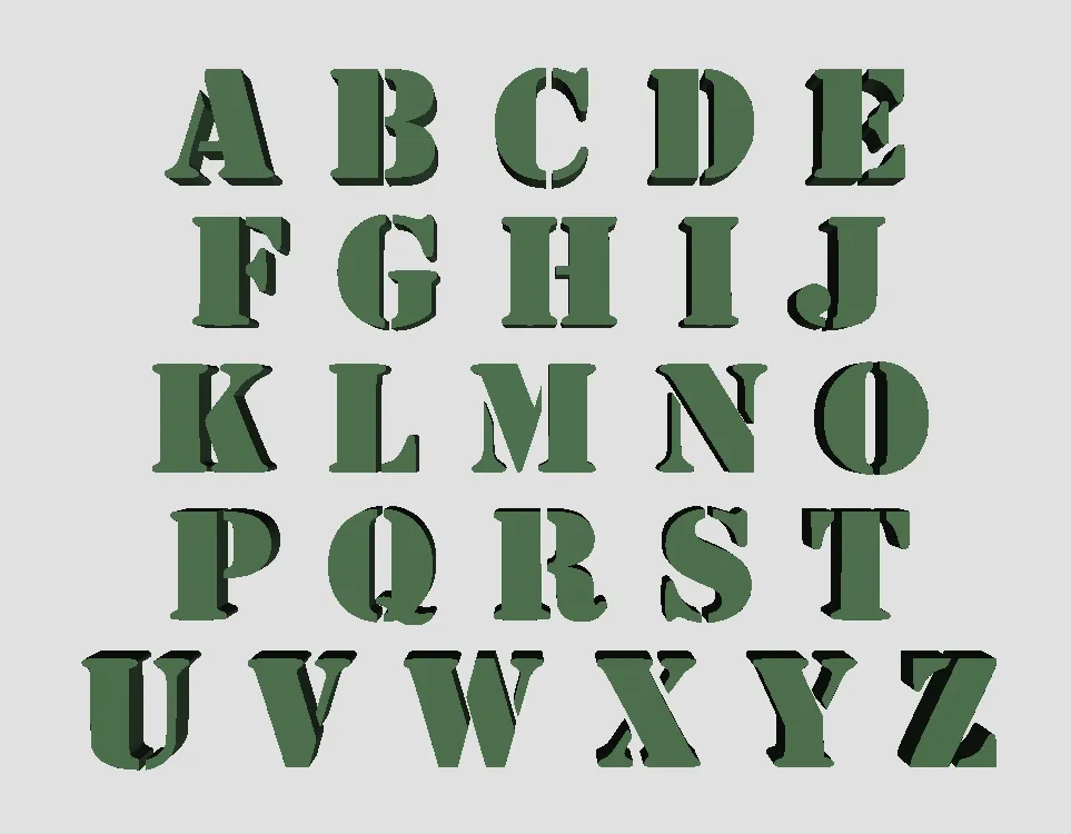 Army Stencil Font Set by Triple G Workshop | Download free STL model | Printables.com