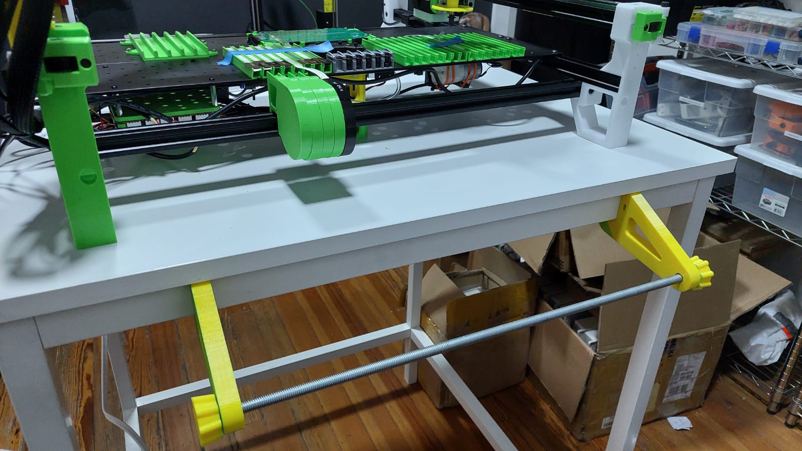 Lumen PnP reel holder for Ikea Trotten table