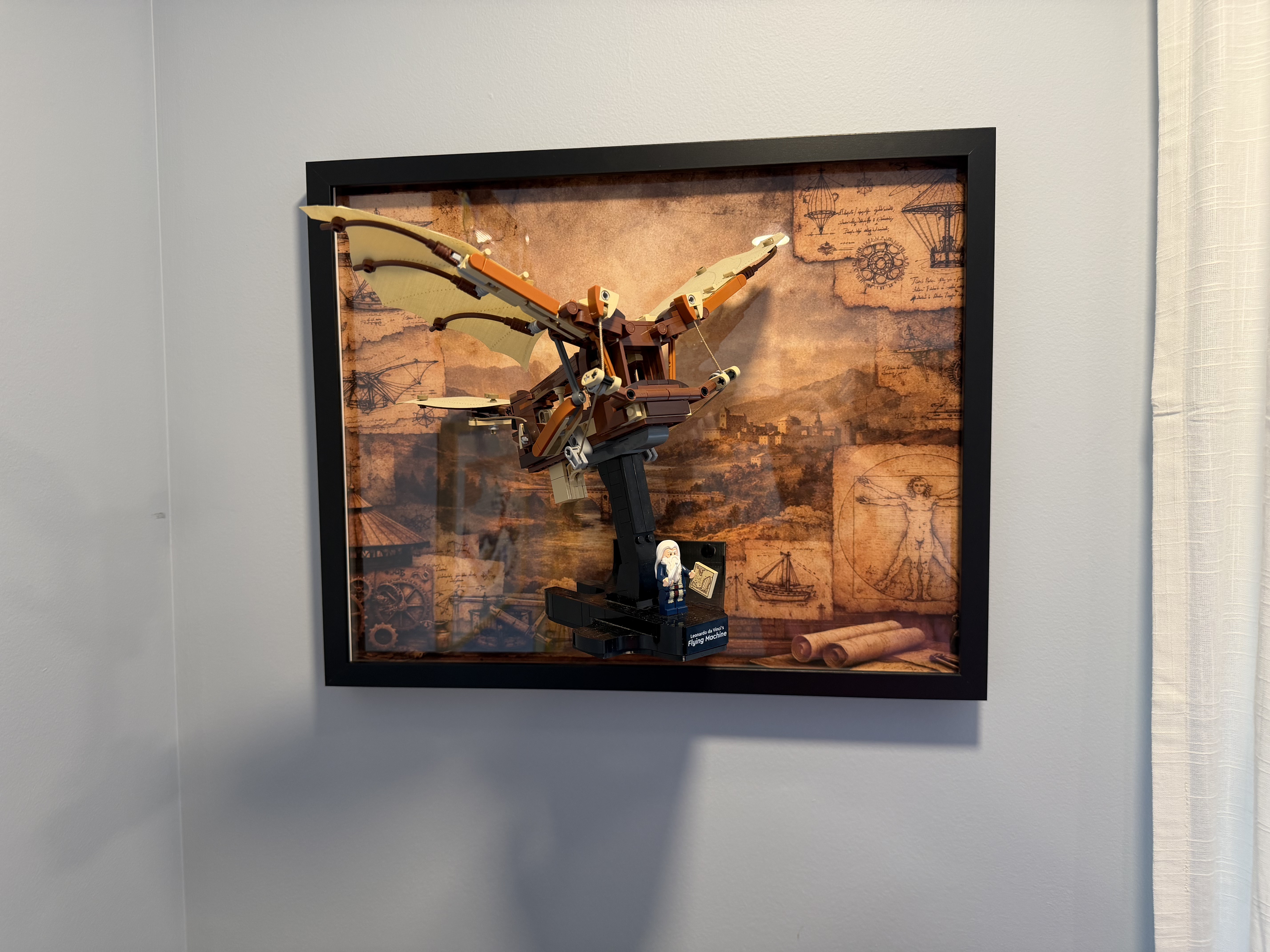 LEGO Leonardo da Vinci Flying Machine Display Mount (20x16 IKEA Frame) with Background