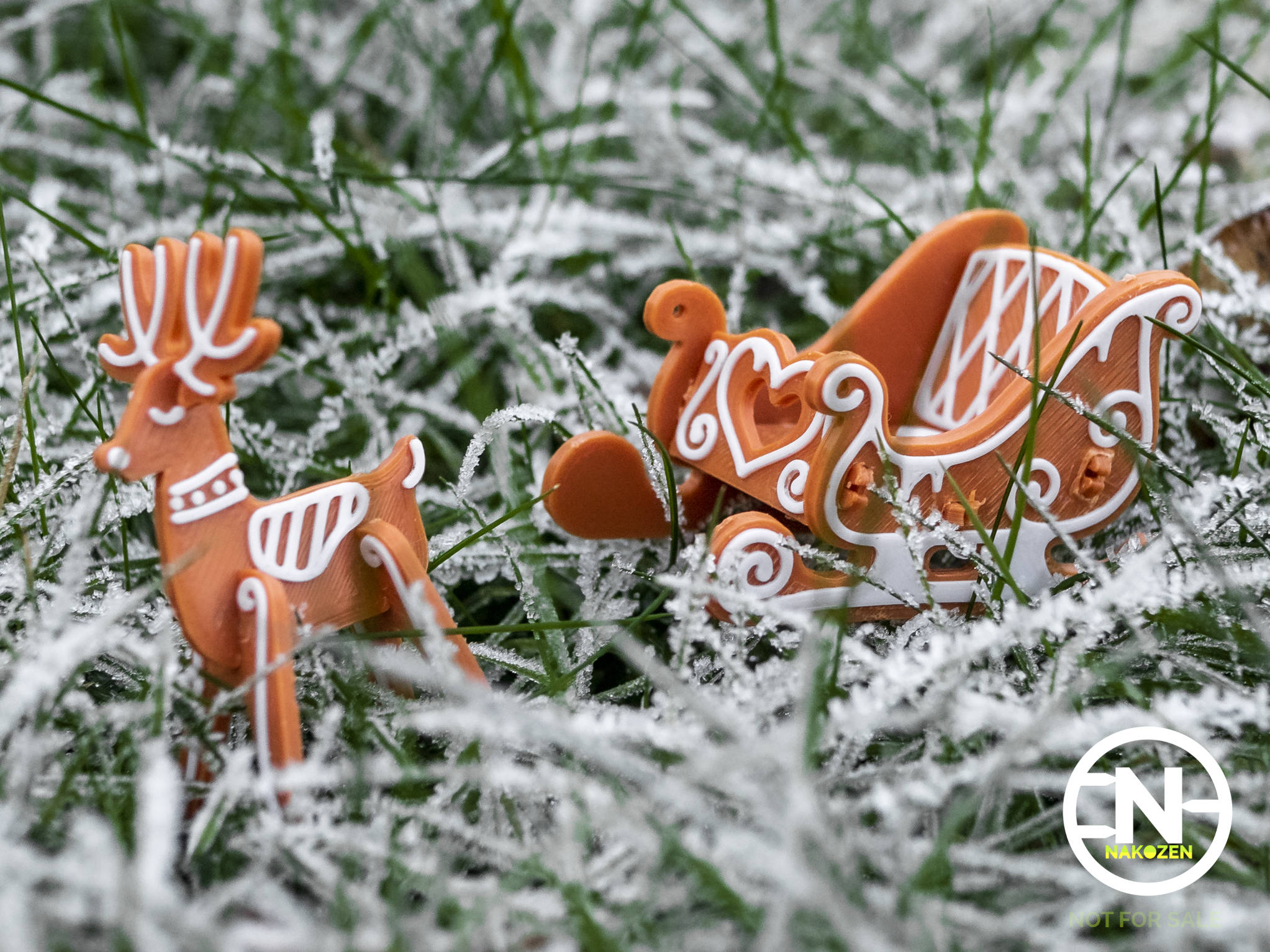 Gingerbread Santa's Sleigh Kit Cards 3D model thumbnail