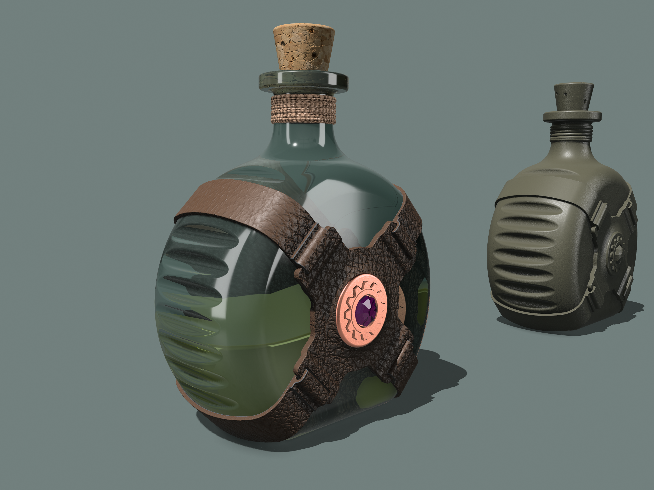 Druids steampunk wizard potion flask