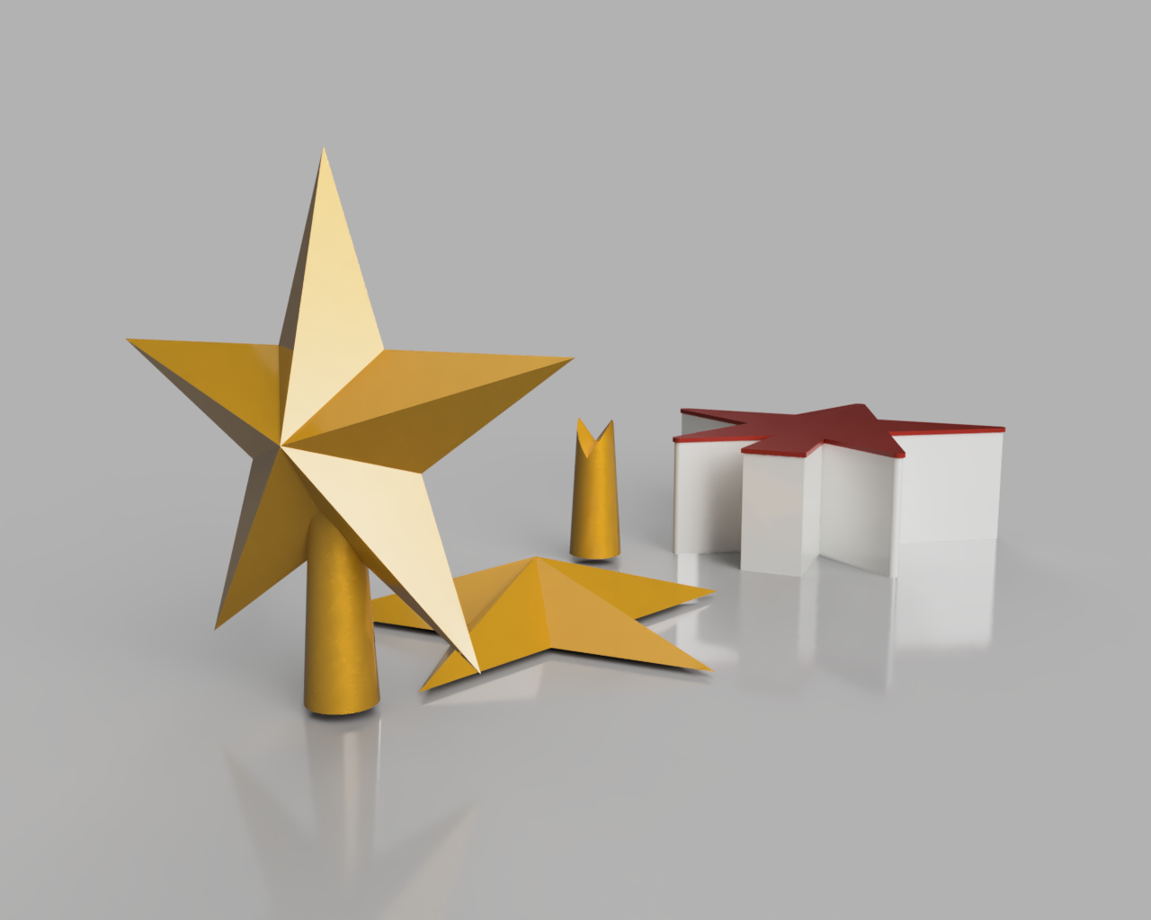 Christbaumspitze Stern, druckbar ohne Support, mit Aufbewahrungsbox