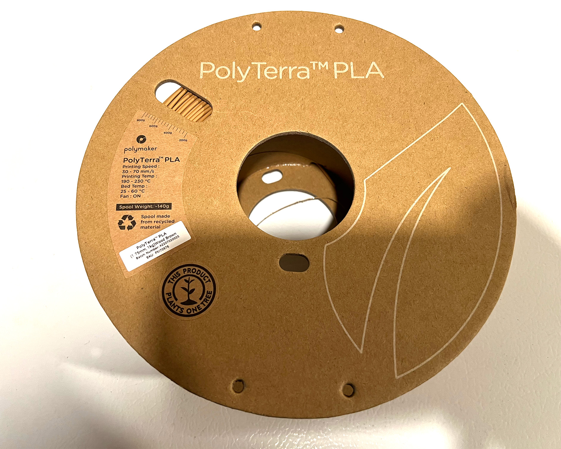 Polymaker PolyTerra PLA Filament 1.75mm (Wood Brown) 1kg