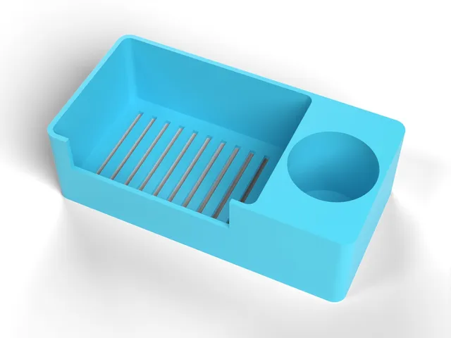 Sink Sponge Caddy - Sponge and Dish Brush Holder with Drain Slots, No Supports (OpenSCAD)