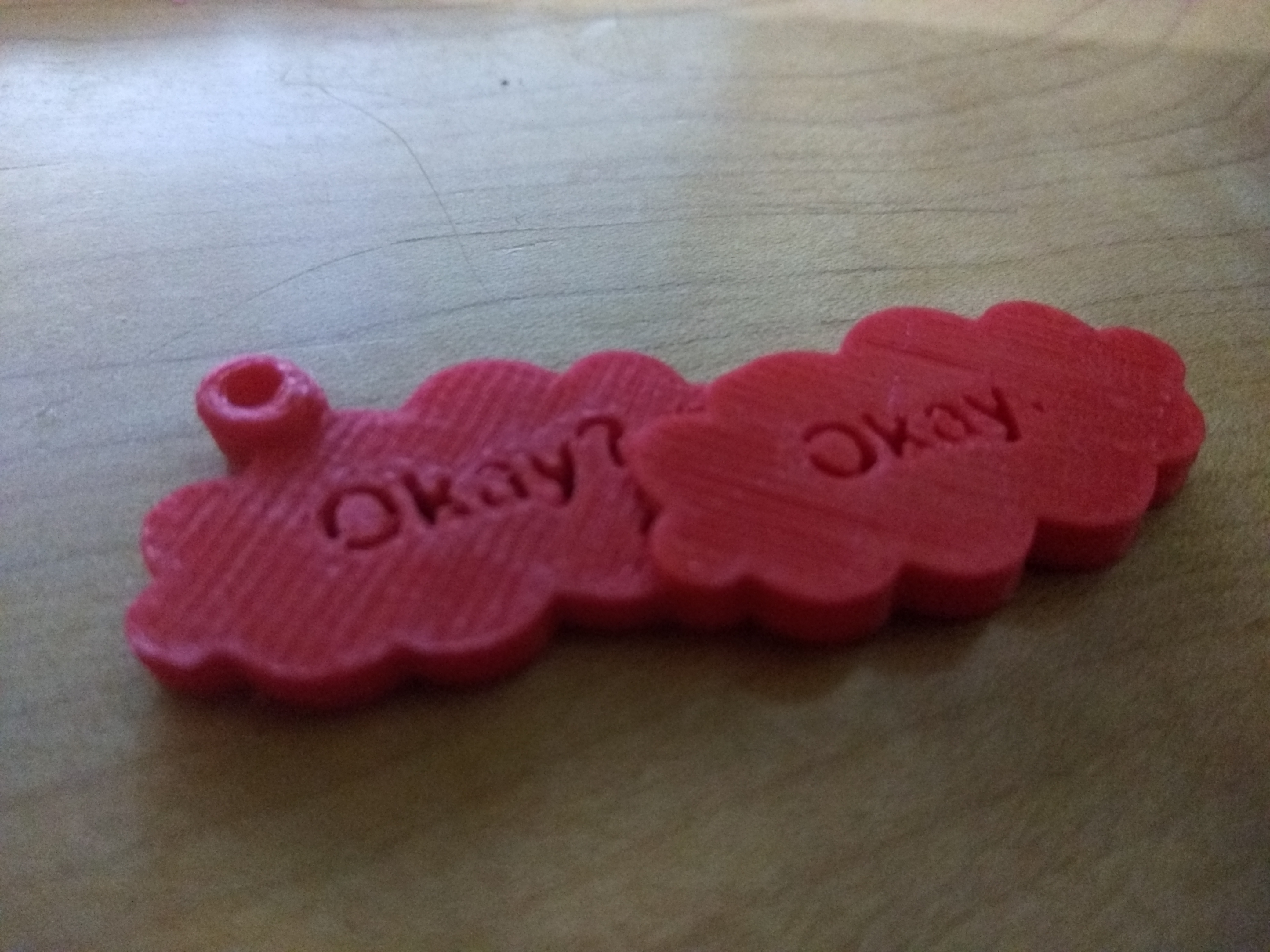 "Fault in our Stars" Keychain "Okay? Okay." (Import from thingiverse)
