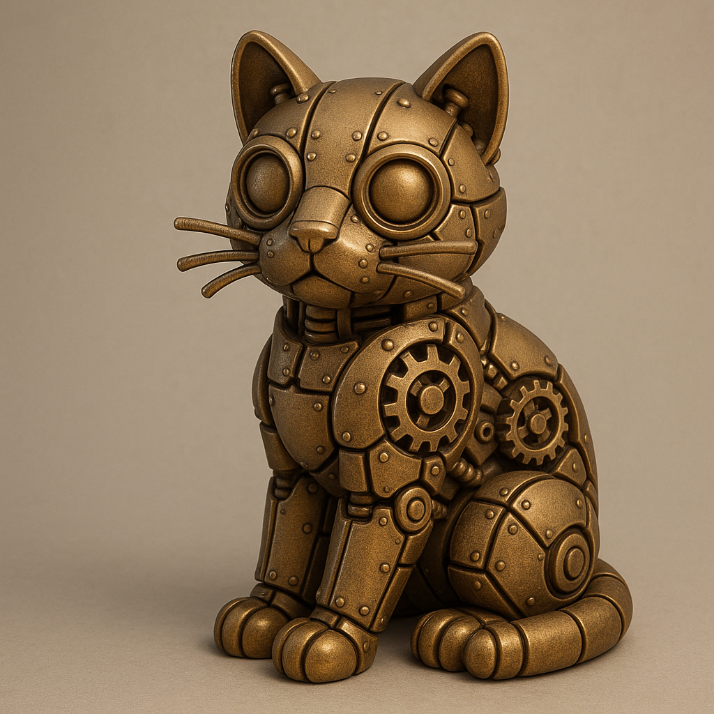 Mechanical Steampunk Cat Figurine