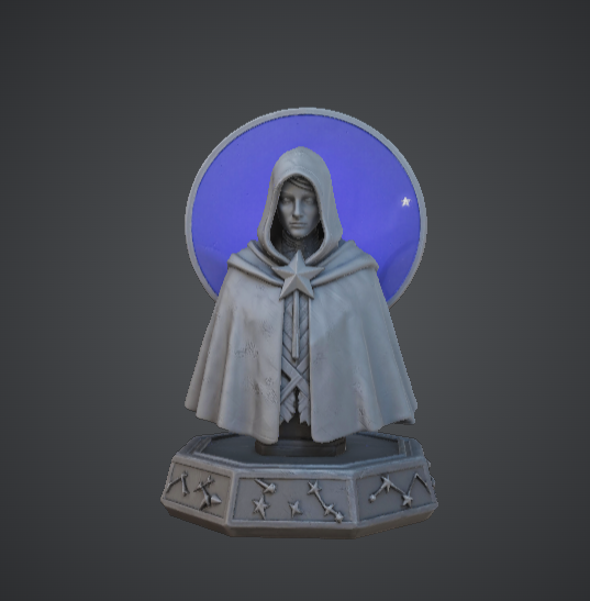 Celestial Mage Bust – Hooded Star Wizard with Halo Disc