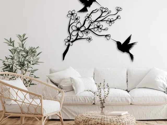 WallArt - Flowers Humming Bird 002