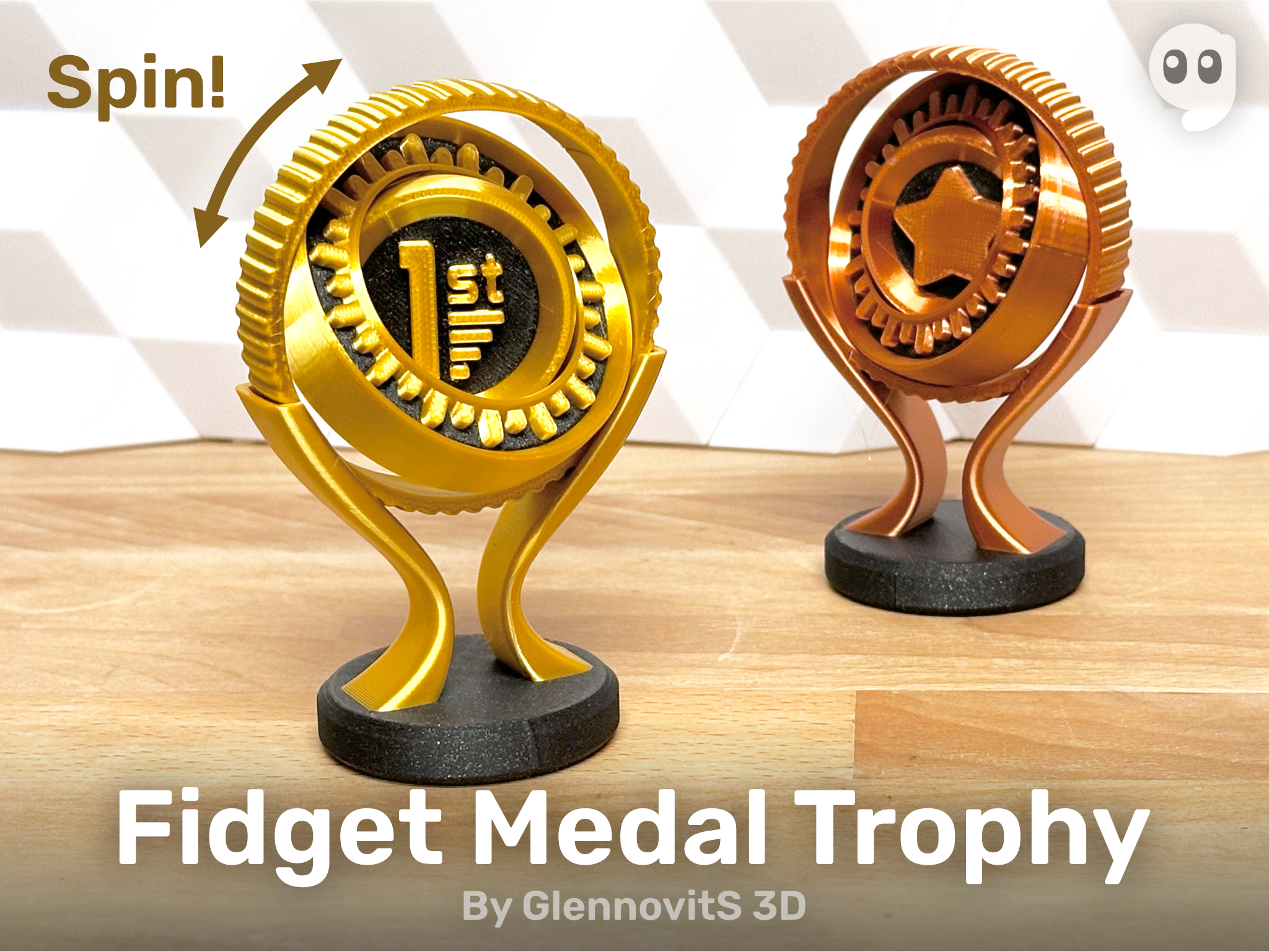 Fidget Medal Trophy (customize and spin!)