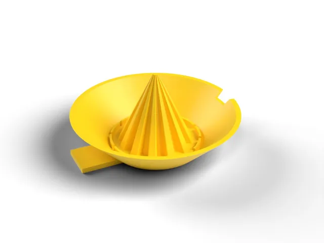 Lemon and Lime Juicer - Ridged Reamer with Juice Dish, Pip Ring and Pour Notch (OpenSCAD)