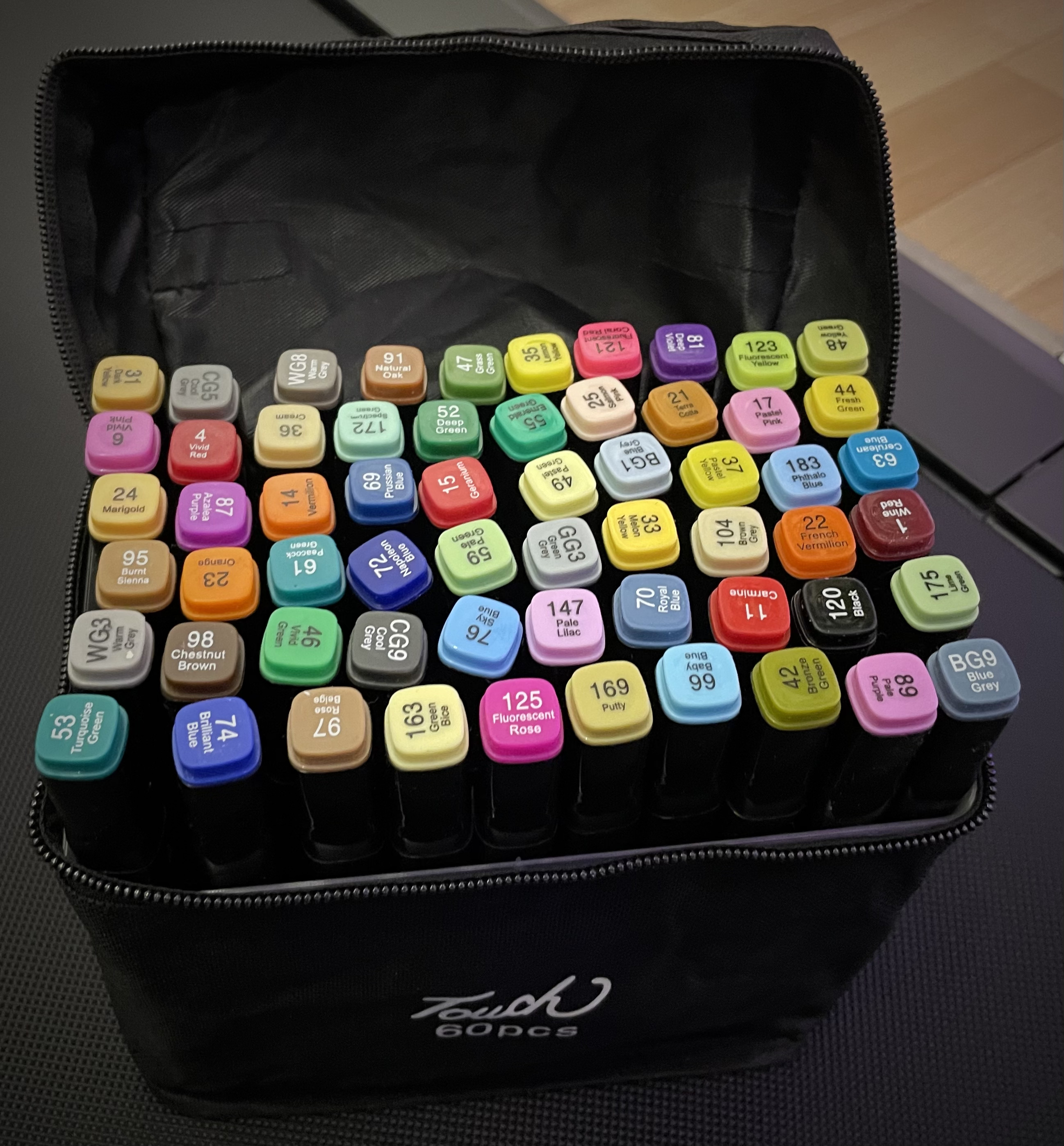 Reinforcement for storage bag for sketch markers
