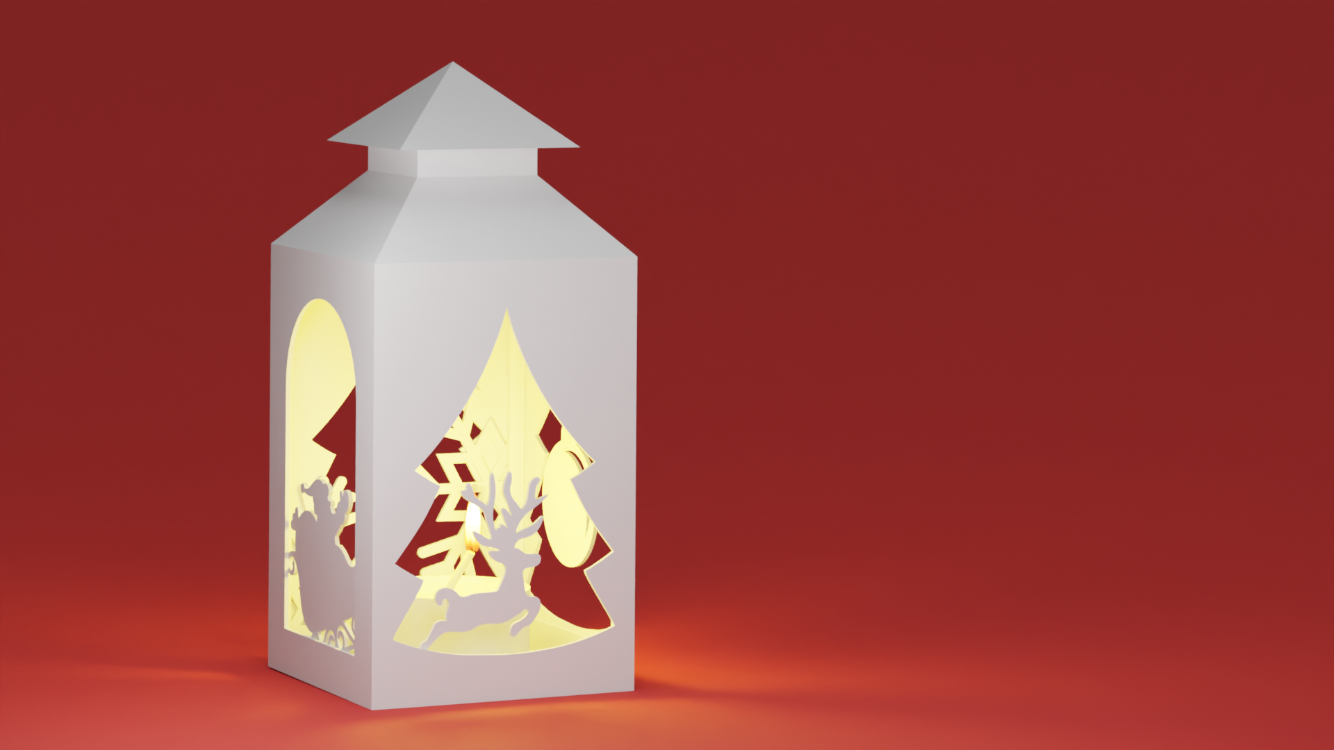 Christmas Lantern Box with 9 different sides / motifs, for LED/electric tea candle 3D model thumbnail