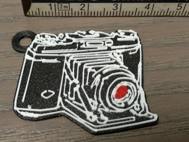 vintage camera pin/ pendant, MM 3 color print