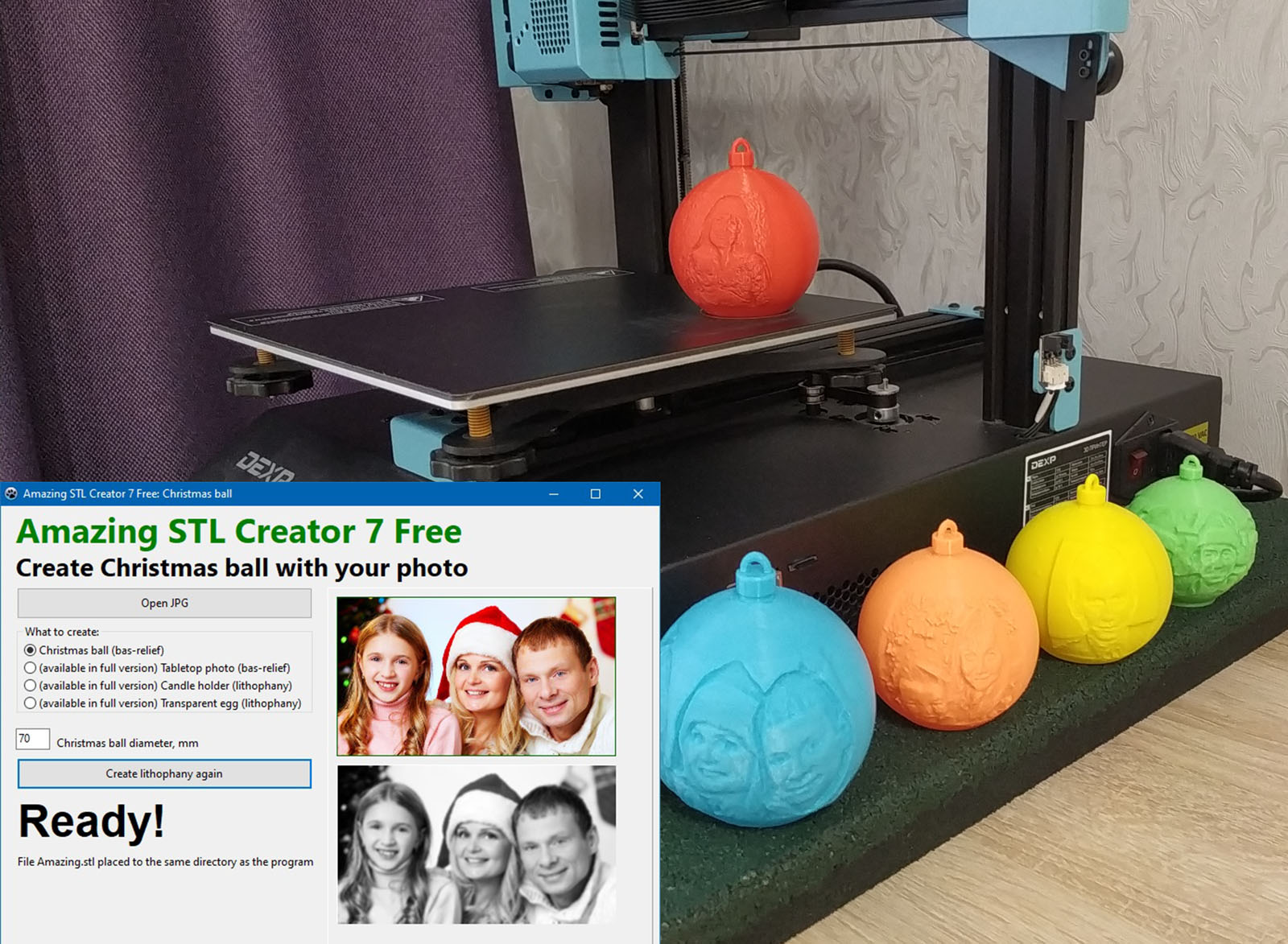 Program for Christmas ball creation