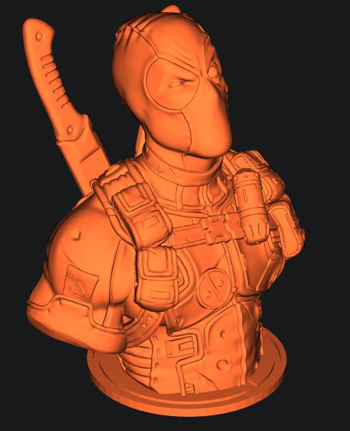 Deadpool Bust - With round plate - Shorter 3D model thumbnail
