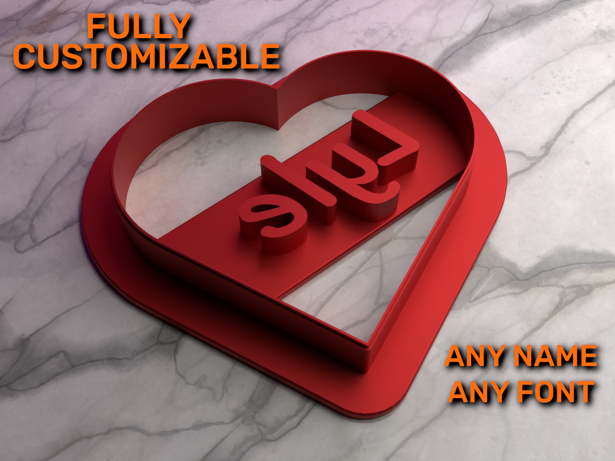 Customizable Name Heart Cookie Cutter