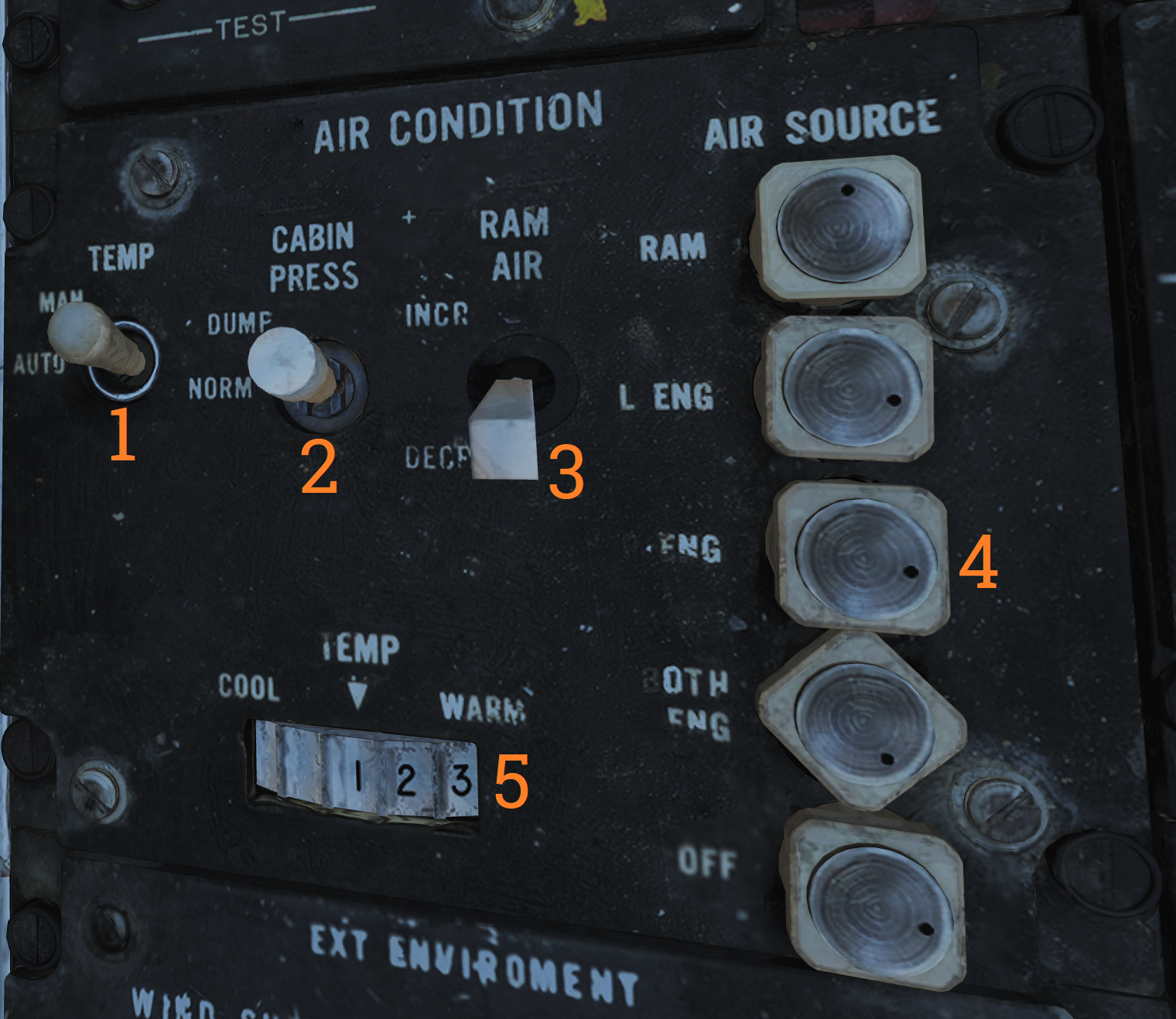 F-14 Tomcat Air Conditioning Control Panel