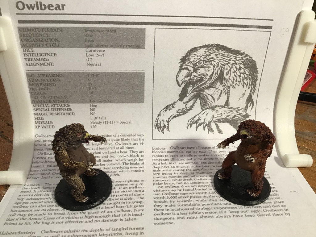 Owlbear through the ages- 2st edition AD&D, Monstrous Compendium Vol. 1