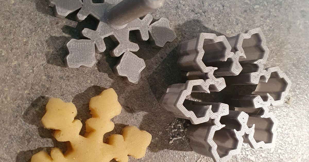 Snowflake cookie cutter + ejector by Legufix Download free STL model