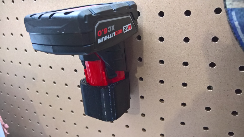 milwaukee m12 battery pegboard hanger by death4u Download free STL