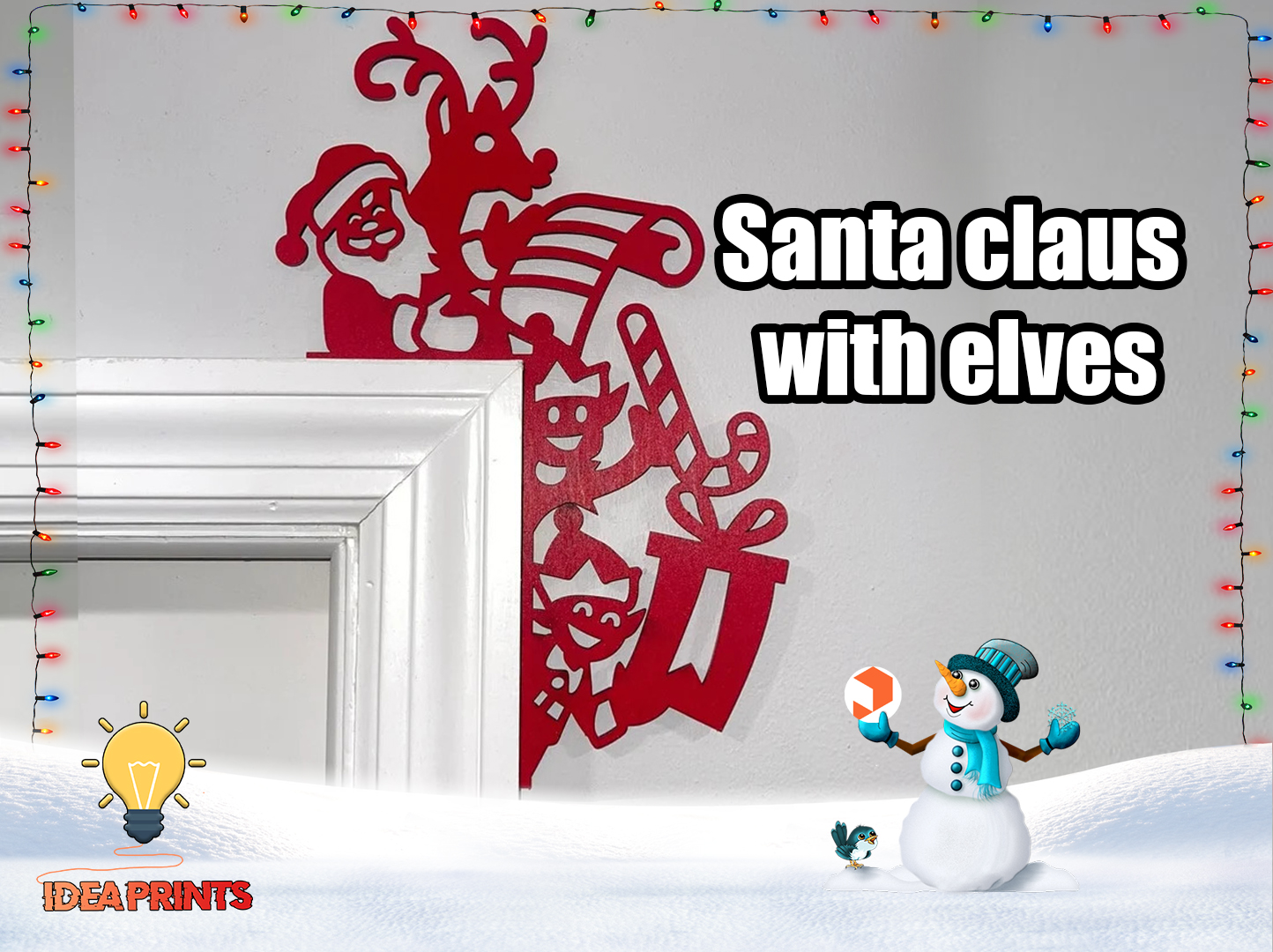 Christmas Door Trim Corner - Santa claus with elves #11