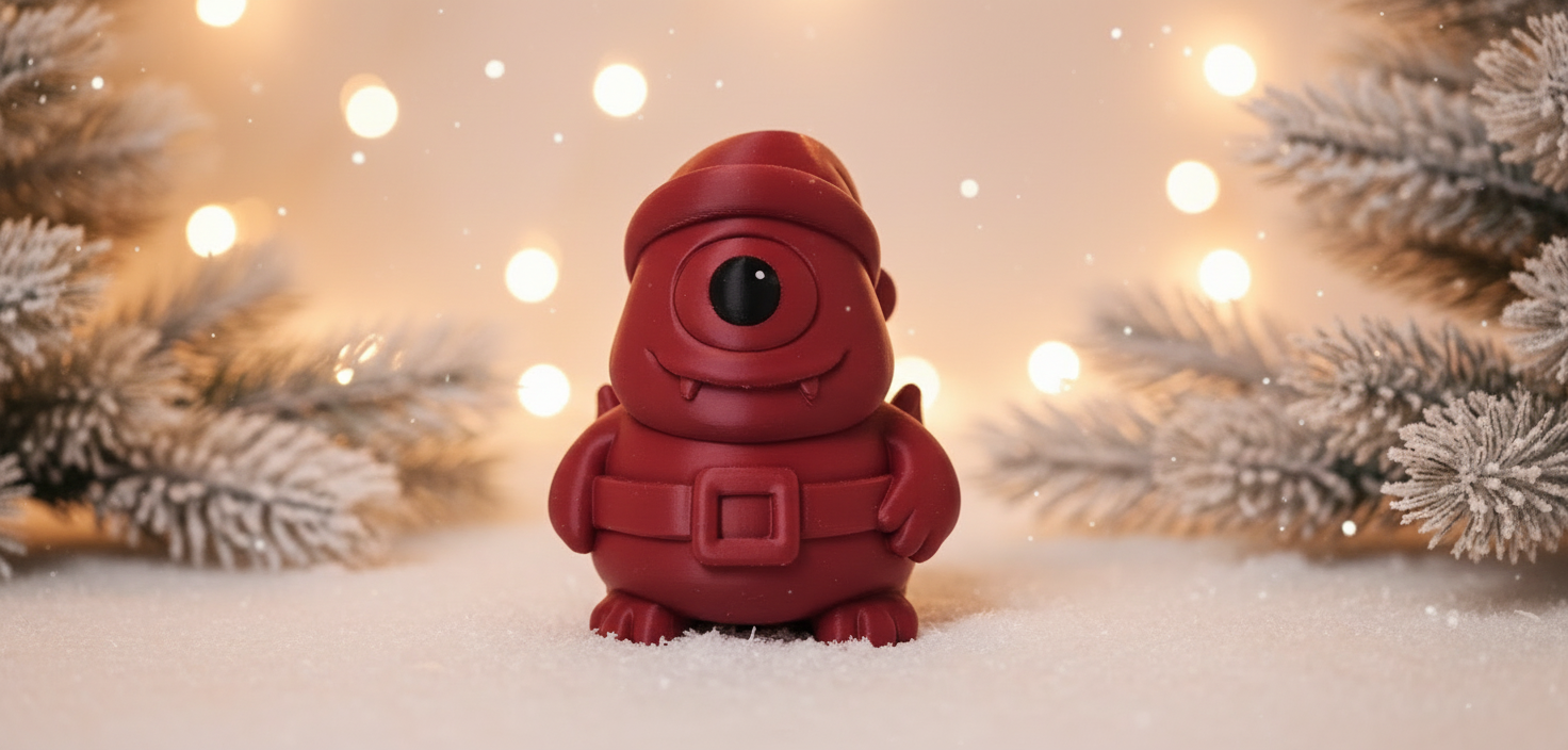 Cyclops Monster in Santa Belt Christmas Figure